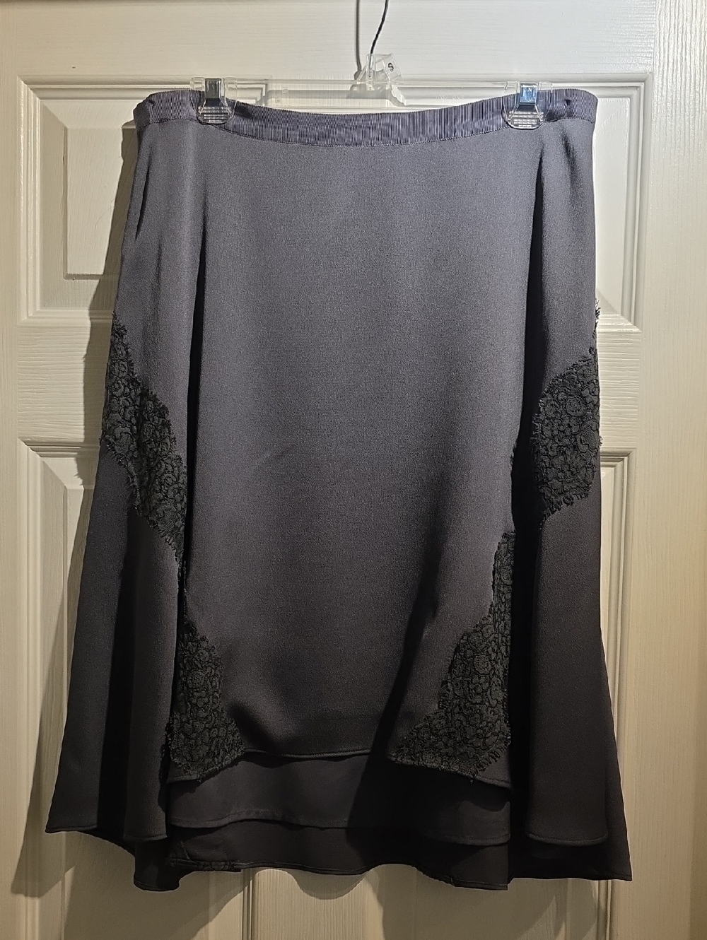 Banana Republic Gray A-Line Skirt with Black Lace Panels